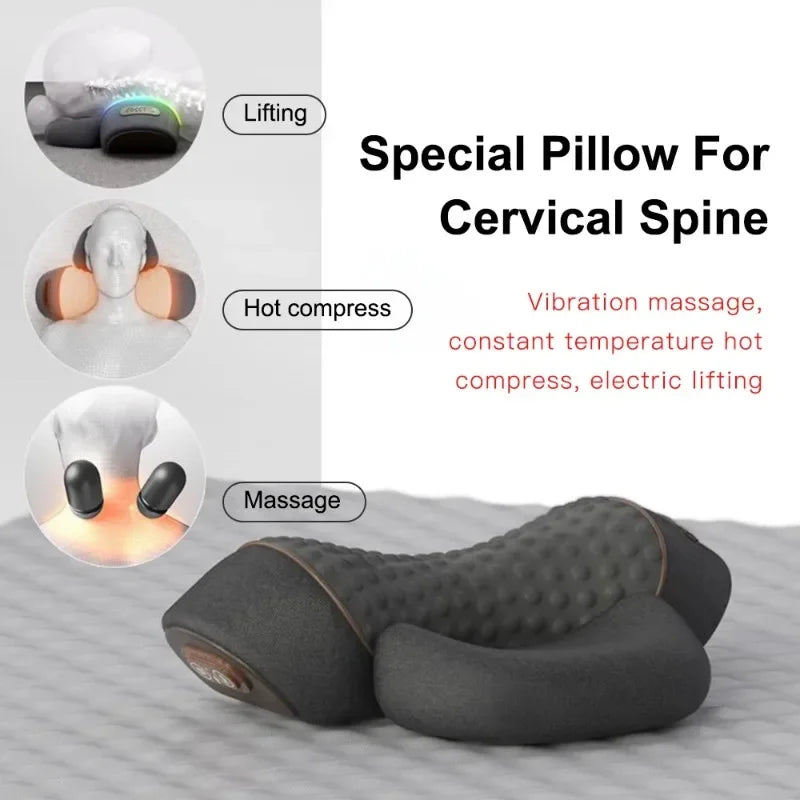 Electric Neck Massager Pillow Cervical Stretcher with Heat & Vibration – Orthopedic Neck and Back Support