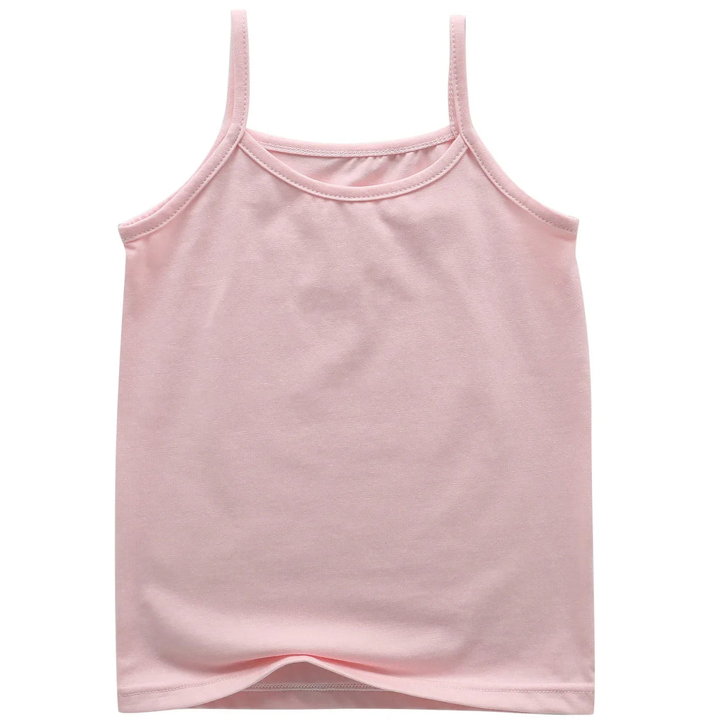 Cotton Girls Tank Top – Breathable Kids Camisole, Solid Color Sleeveless Vest for Ages 3-8