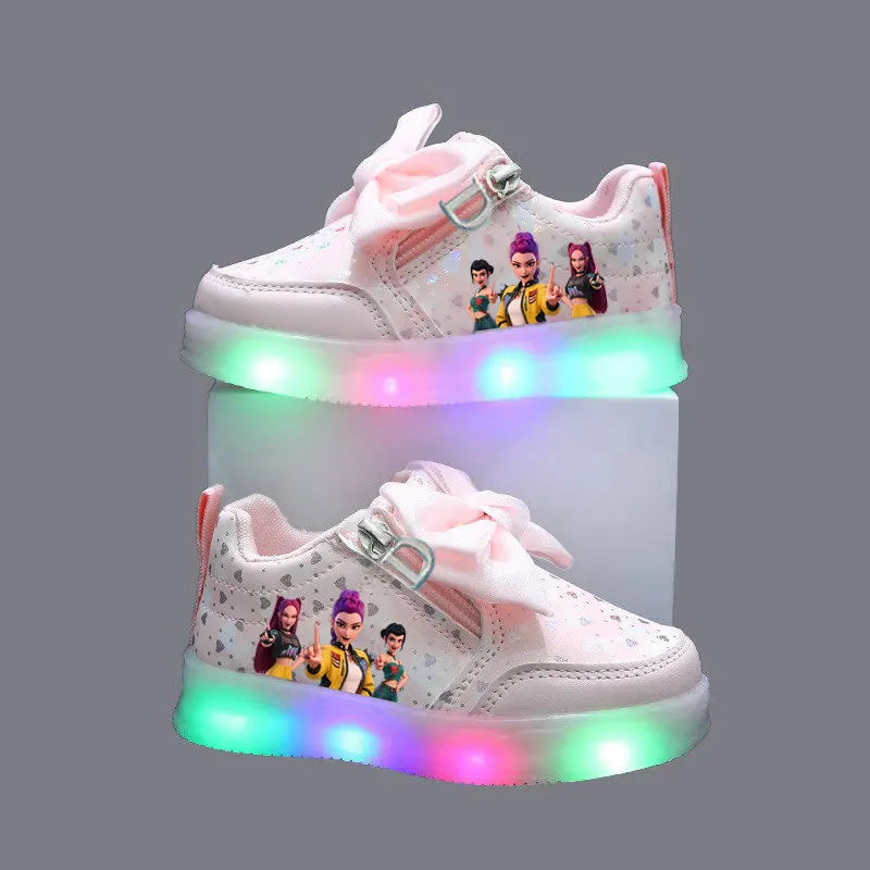 Kpop Demon Hunter LED Sneakers for Kids – Luminous Anime Tennis Shoes for Girls & Boys