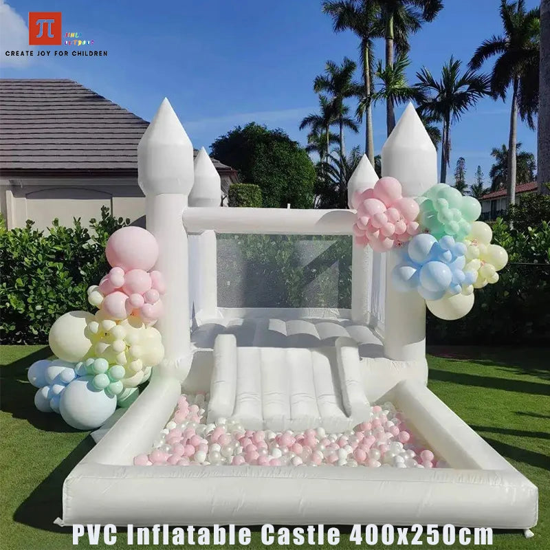 Commercial White Inflatable Bounce House Bouncy Castle 10x10ft with Blower – Kids & Events