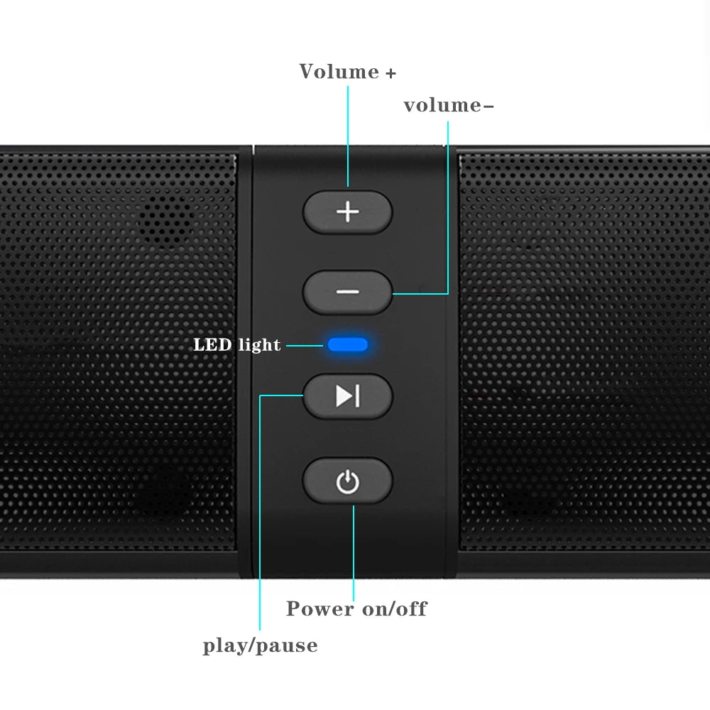 Powerful Wireless Soundbar with Subwoofer – TV, PC & Home Theater Speaker