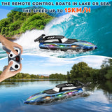 RC Boat with LED Light – 2.4GHz Remote Control Speedboat for Pool & Lake, 30-Min Run Time, Kids Toys & Birthday Gift thumbnail 3