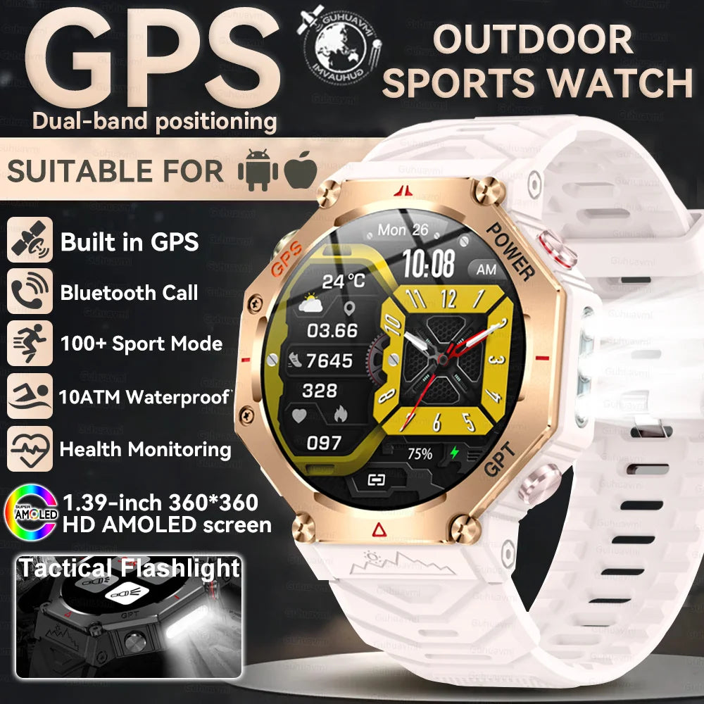 T-Rex 3 Military Smart Watch — Built-in GPS, Compass, Barometer & 10ATM IP69K Waterproof Performance