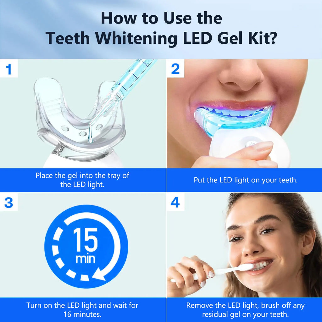 Fairywill LED Teeth Whitening Kit with 22% Carbamide Peroxide Gel – USB Rechargeable Whitening Light for Sensitive Teeth