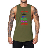 DIY Custom Logo Gym Tank Top for Men – Cotton Muscle Sleeveless Workout Vest thumbnail 17