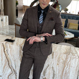Men’s Modified Plaid Three-Piece Suit – Slim Fit England Style Vest & Trousers Set thumbnail 34
