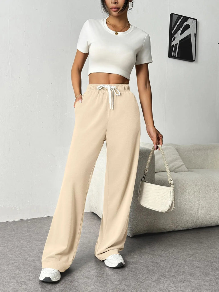 Autumn & Winter Women’s Elastic Waist Wide Leg Casual Pants