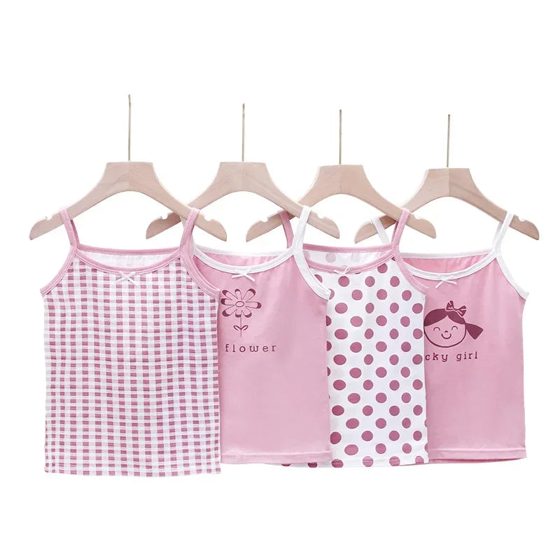 Girls’ Summer Tank Tops – Cartoon Cotton Camisoles, Ages 3-8