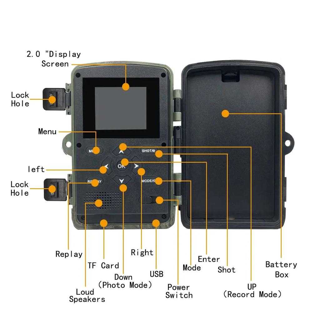 36MP Wildlife Hunting Camera with 1080P Video, 120° Wide Lens, 0.3s Trigger, Night Vision, IP66 Waterproof