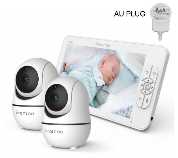 SM70V2 7" 1080P HD Split Screen Video Baby Monitor with Two Cameras – Hack Proof, Remote Zoom/Pan/Tilt, 4000mAh Battery
