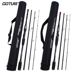 Goture Xceed 1.98–3.6m Fuji Guide Ring Carbon Spinning & Casting Fishing Rod (M/MH Power) – 4-Piece Travel Rod with Tube Bag