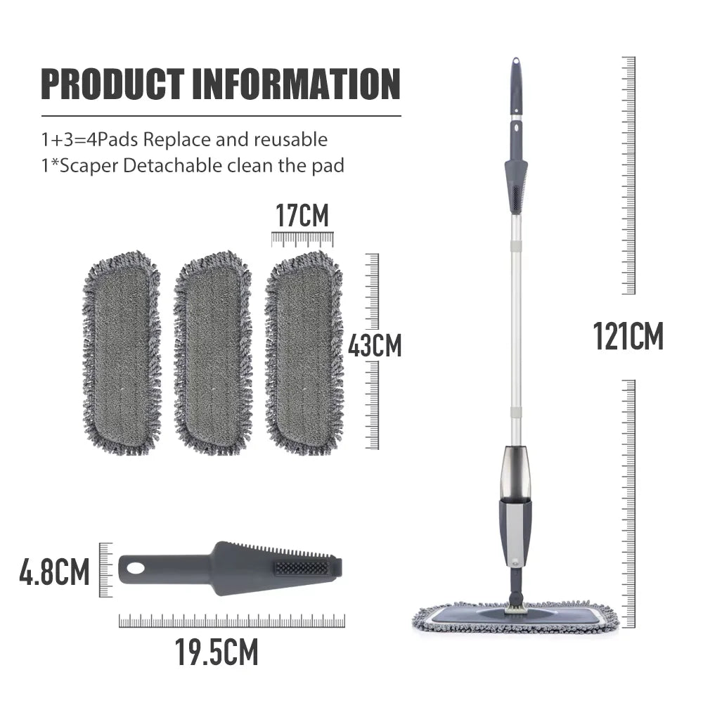 Spray Mop Hand-Free Dual-Use Flat Mop – Wet & Dry Microfiber Floor Cleaner