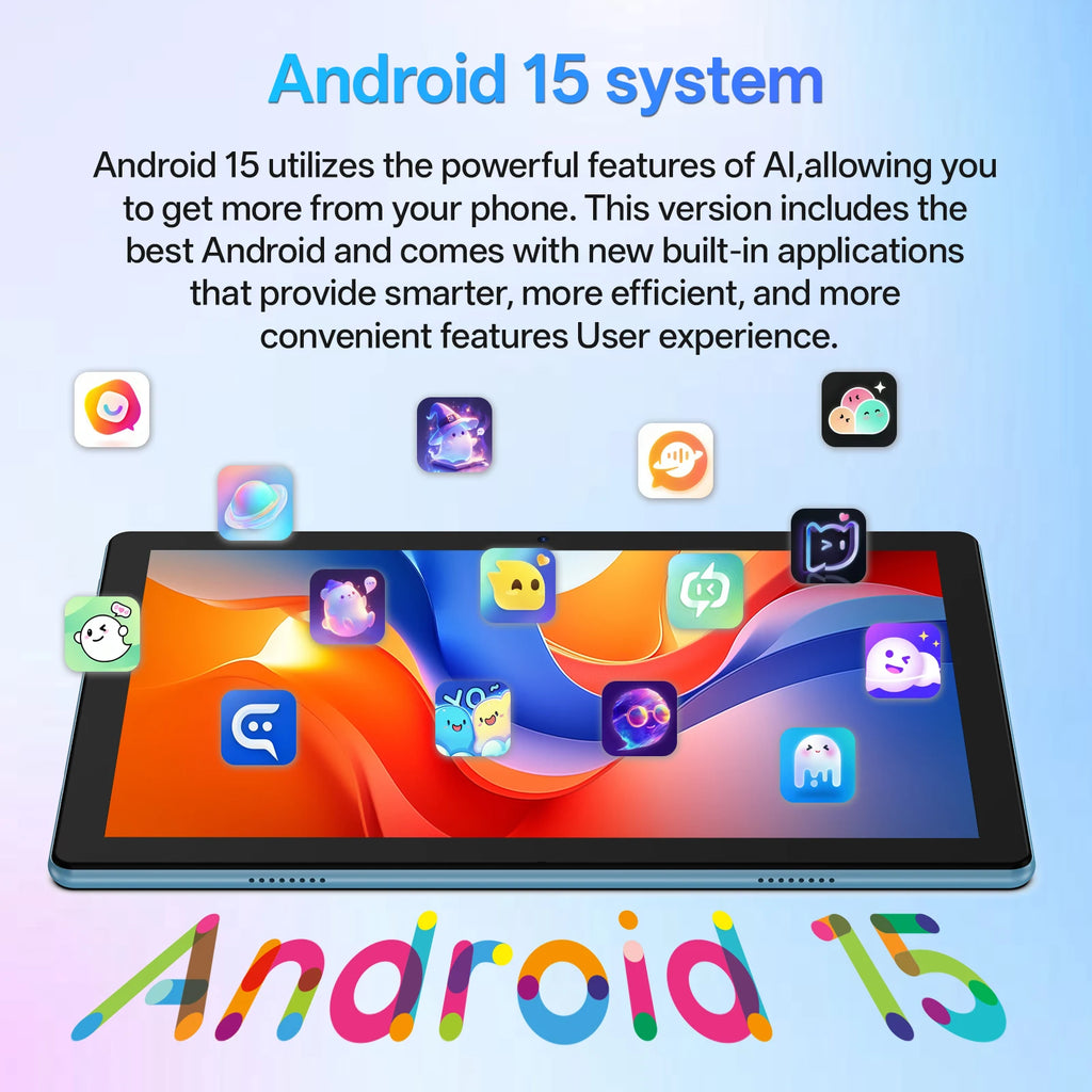 BAKEN 10-Inch Android 15 Tablet PC – 12GB RAM (3+9GB) + 64GB Storage, WiFi 6, Quad-Core Processor, Dual Camera, 6000mAh Battery