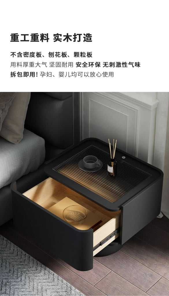 Space-Saving Vintage Bedside Table – Minimalist Luxury Wooden Nightstand