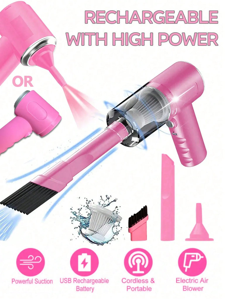 3-in-1 USB Rechargeable Car & Home Vacuum Cleaner – Suction and Blowing Function, Portable Design