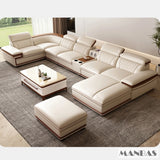 MINGDIBAO Italian Genuine Leather L-Shaped Sofa Set with Adjustable Headrests, Bluetooth Speaker & Wireless Charging thumbnail 19