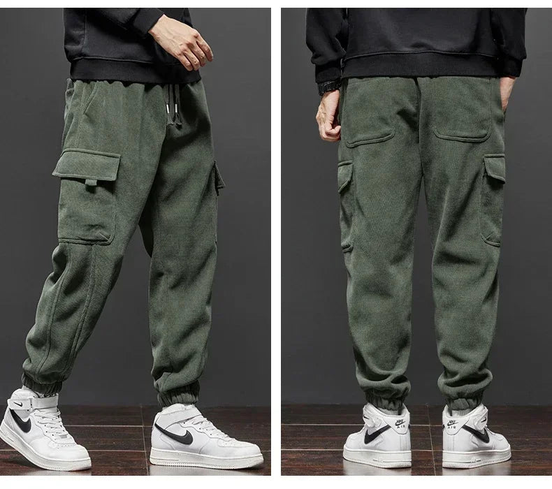 Men’s Casual Elastic Waist Jogger Pants – Spring & Autumn Stretch Straight Fit with Drawstring and Pockets