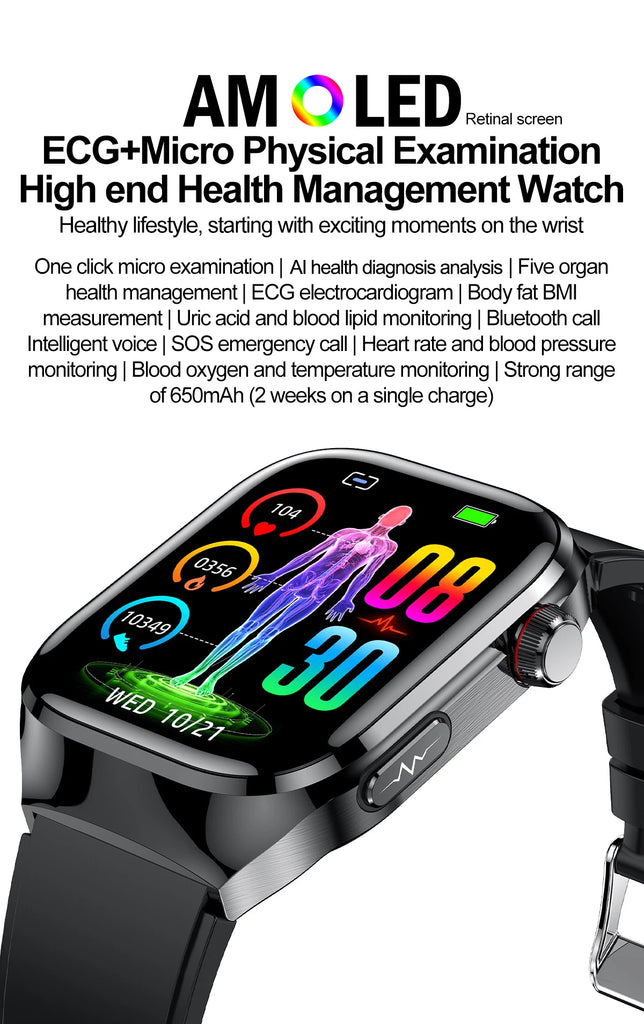 GUHUAVMI Micro Physical Examination Smart Watch with ECG, Uric Acid & Five-Organ Health Monitoring