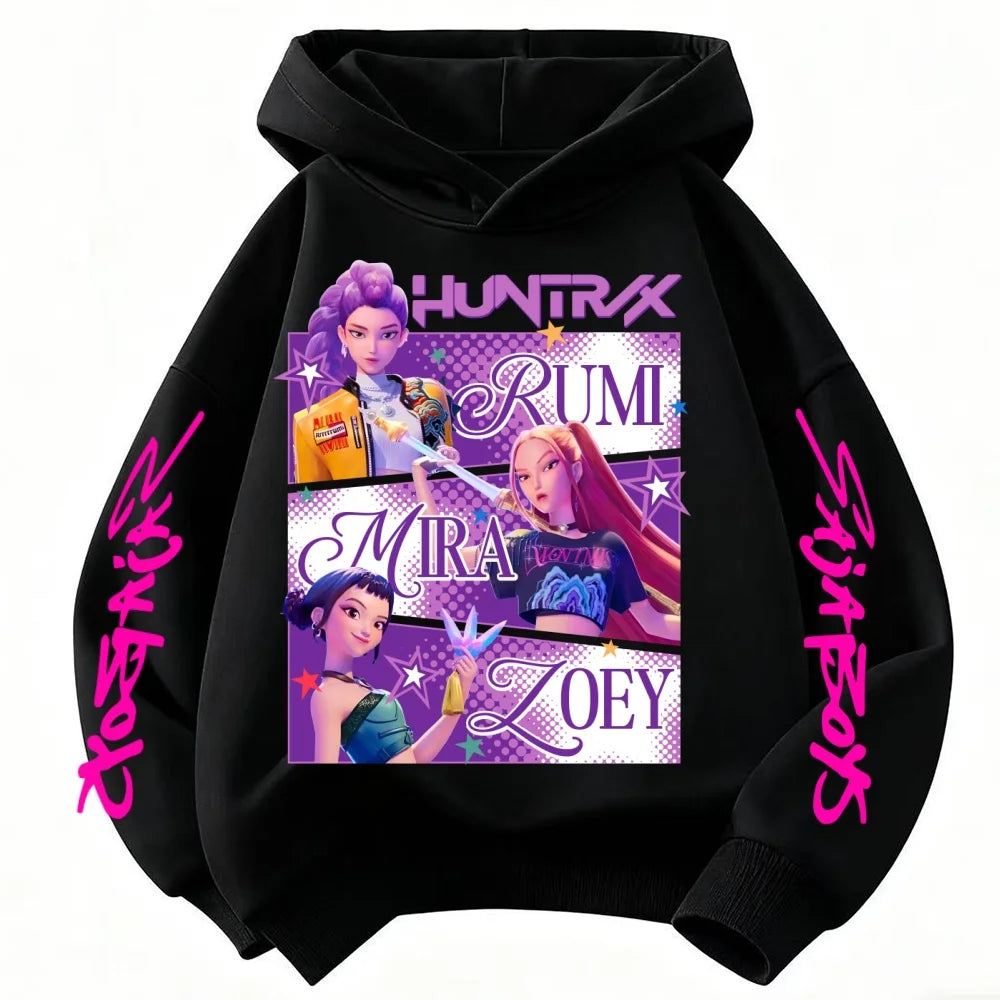 Huntrix KPop Demon Hunters Kids Hoodie Sweatshirt Princess Style Pullover 3–12 Years