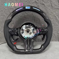Customized Carbon Fiber Steering Wheel with Embedded LED Lights – Compatible with BMW X3 X4 X5 M2 M4 M8 F10 F15 F20 F22 F30 E90 E91
