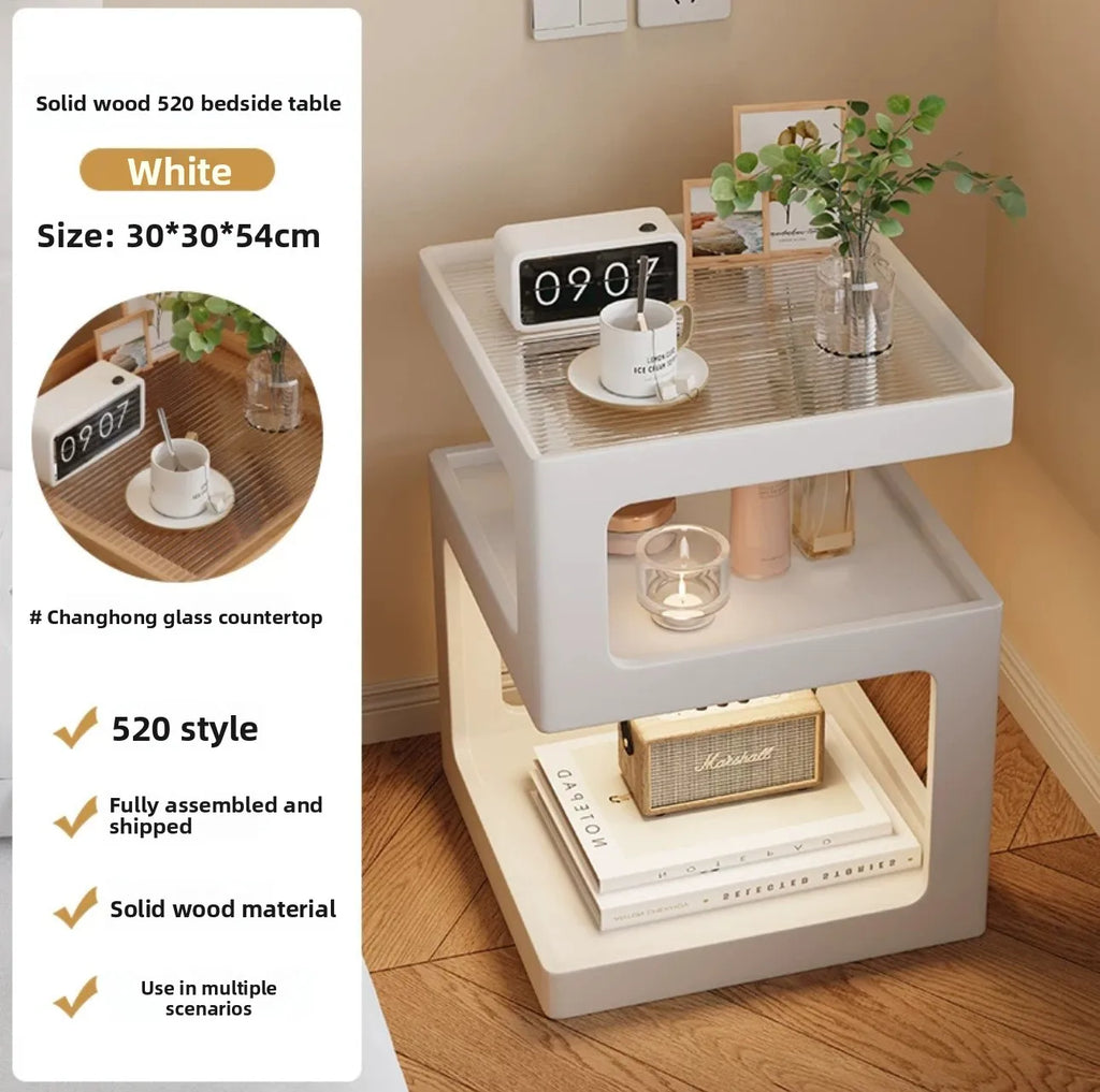 Solid Wood Bedside Table with Storage – Modern Minimalist Bedroom Side Table