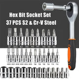 46-Piece 1/4" Drive Socket & Ratchet Wrench Set – Chrome Vanadium Steel with Carrying Case thumbnail 2