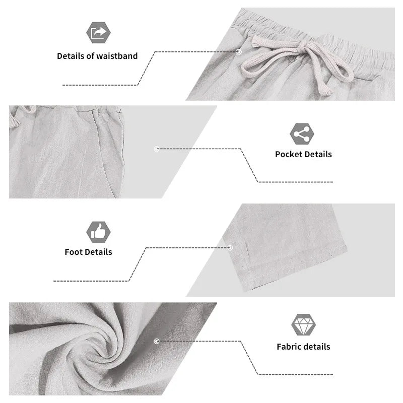 Men's 16-Color Breathable Linen Yoga Pants Loose Casual Sportswear for Spring/Summer