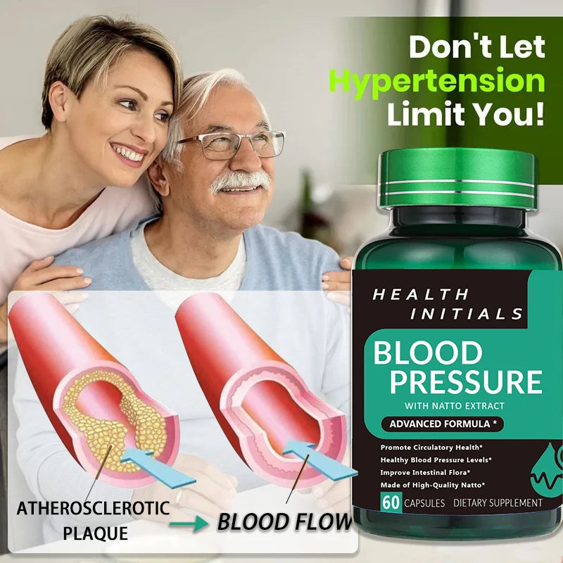 Nattokinase Capsules – Blood Vessel Cleanse, Dissolve Blood Clots, Lower Blood Pressure, Prevent Arteriosclerosis, Improve Vascular Health – 60 Capsules
