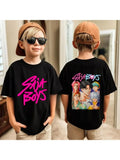 Vintage Saja Boys K-Pop Demon Hunters Print T-Shirt – Anime Short Sleeve Crewneck Casual Kids Tee thumbnail 3