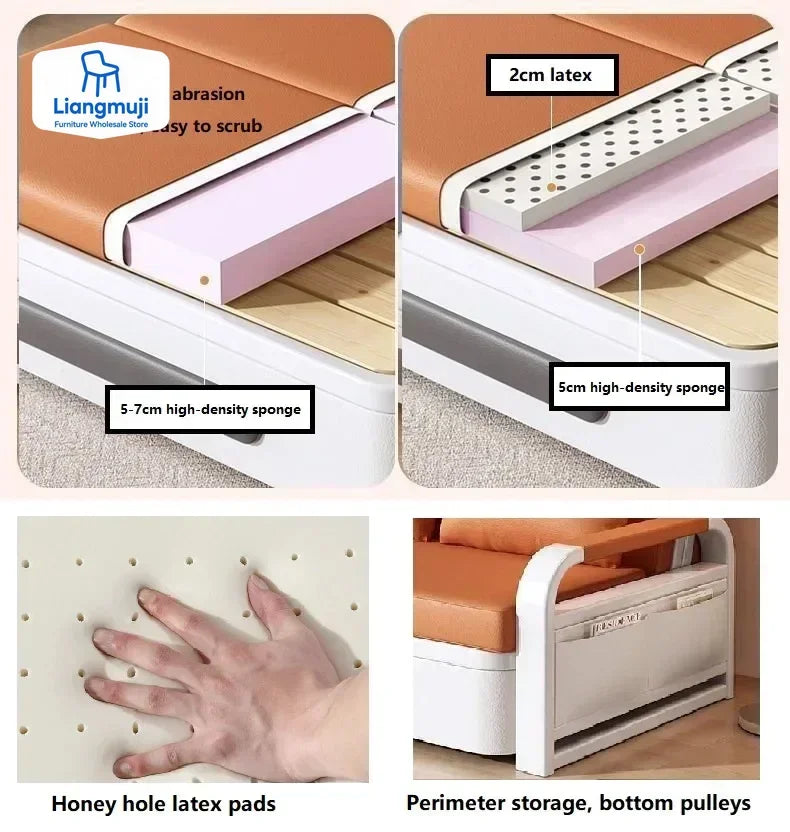 Fresh Foldable Home Sofa Bed – Minimalist Living Room Furniture with Storage