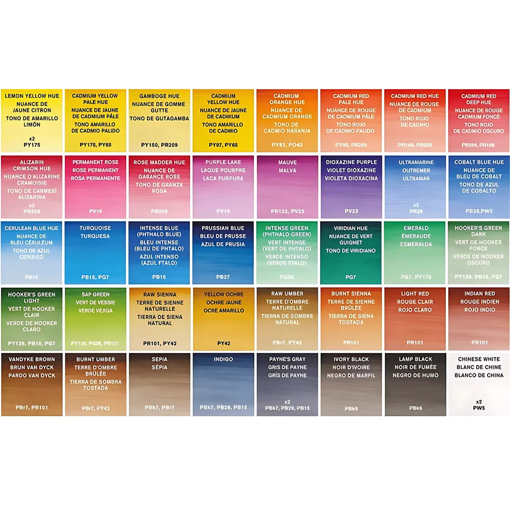 Winsor & Newton Cotman Solid Watercolor Paint Set 45 Piece Half Pan Set with Brush Portable Artist Ca