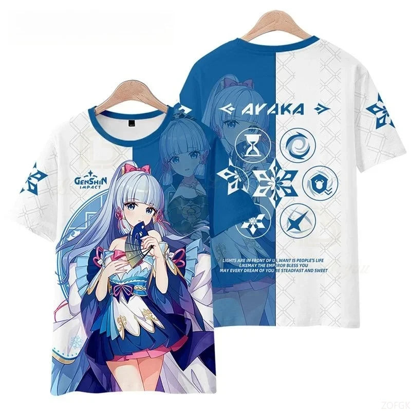 Genshin Impact Cartoon Kids T-Shirt – Unisex Short Sleeve Summer Tee for Boys & Girls