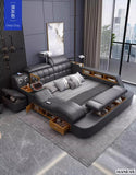 MANBAS Luxury King Size Genuine Leather Smart Bed with Massage, Storage, USB & Projector thumbnail 10