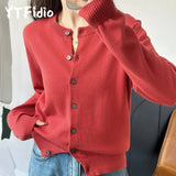 100% Cotton Women’s O-Neck Solid Cardigan – Luxury Designer Pullover thumbnail 2
