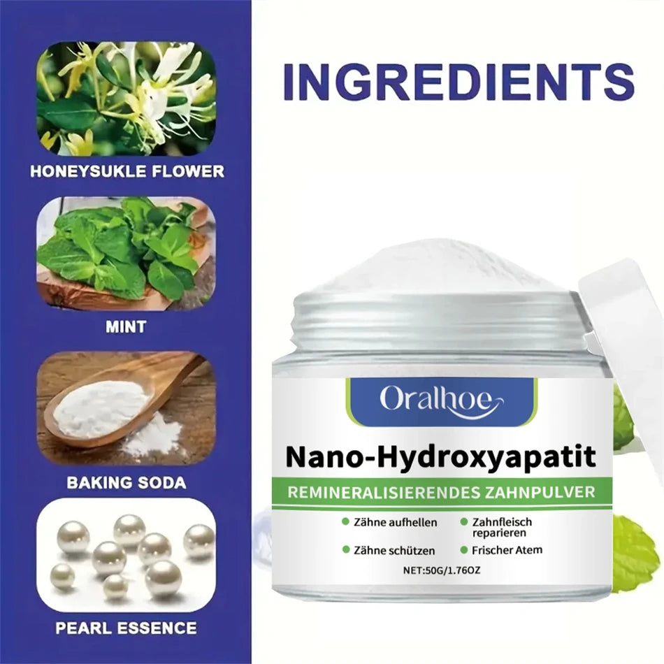Winter Whitening Tooth Powder with 10% Hydroxyapatite – Enamel Repair, Remineralizing Formula, Cool Mint Fresh Breath