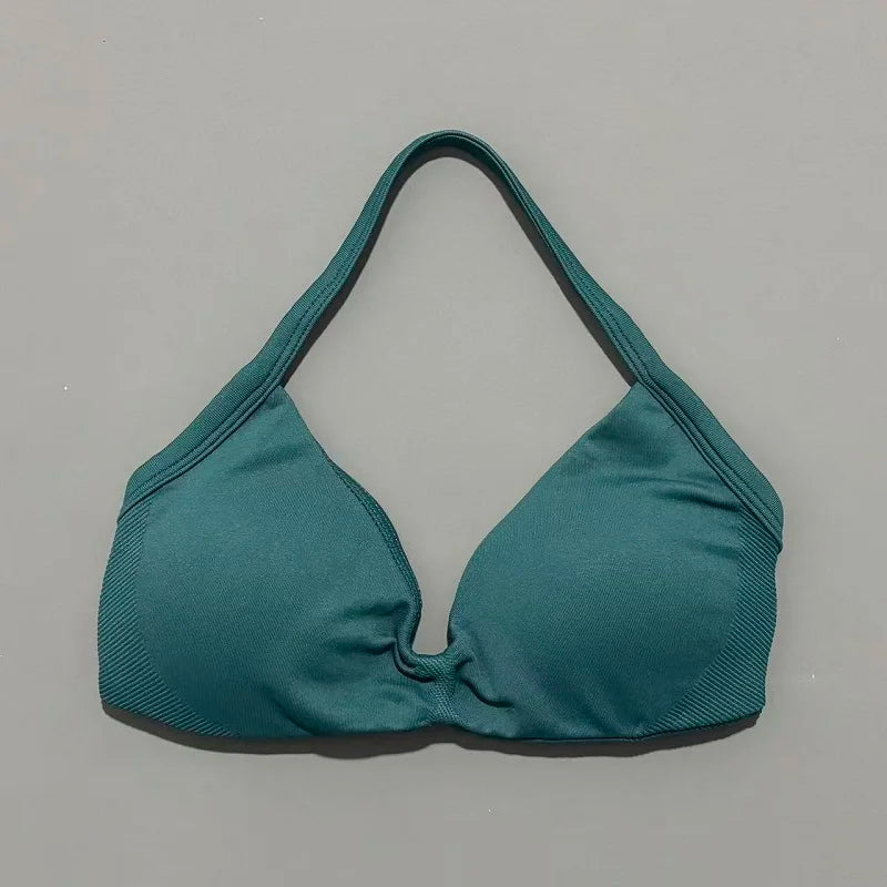 Strappy Backless Sports Bra for Women – Push-Up Yoga & Gym Top with Removable Cups