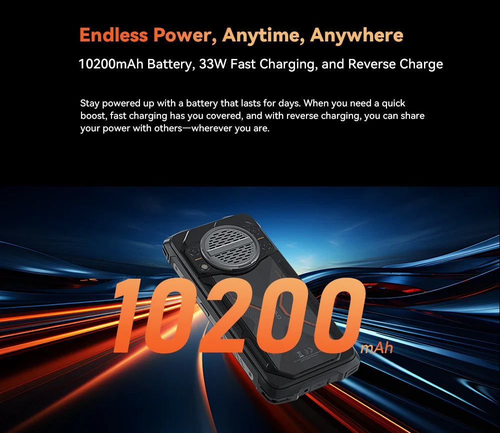 Cubot KingKong Power 3 Rugged Smartphone – Android 14, 10200mAh, 6.72" 120Hz Display, 24GB+256GB, 123dB Speaker
