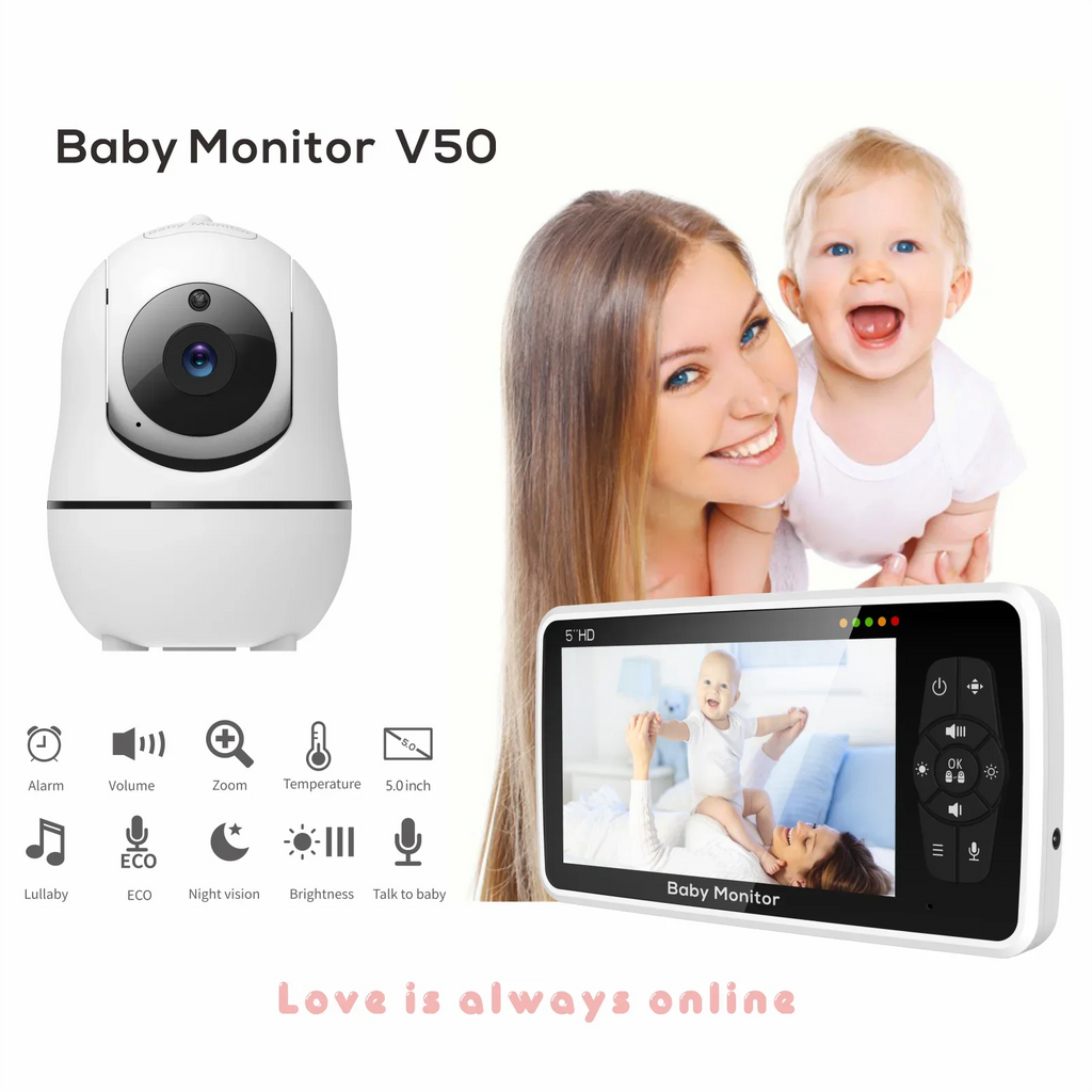 5-Inch Video Baby Monitor with Camera and Audio, 4X Zoom, 22Hrs Battery, 1000ft Range, 2-Way Audio, Temperature Sensor & Lullaby