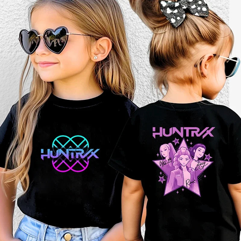 K-Pop Korean Wave Demon Hunter Kids 100% Cotton T-Shirt – Summer Street Style Cartoon Tee for Boys and Girls