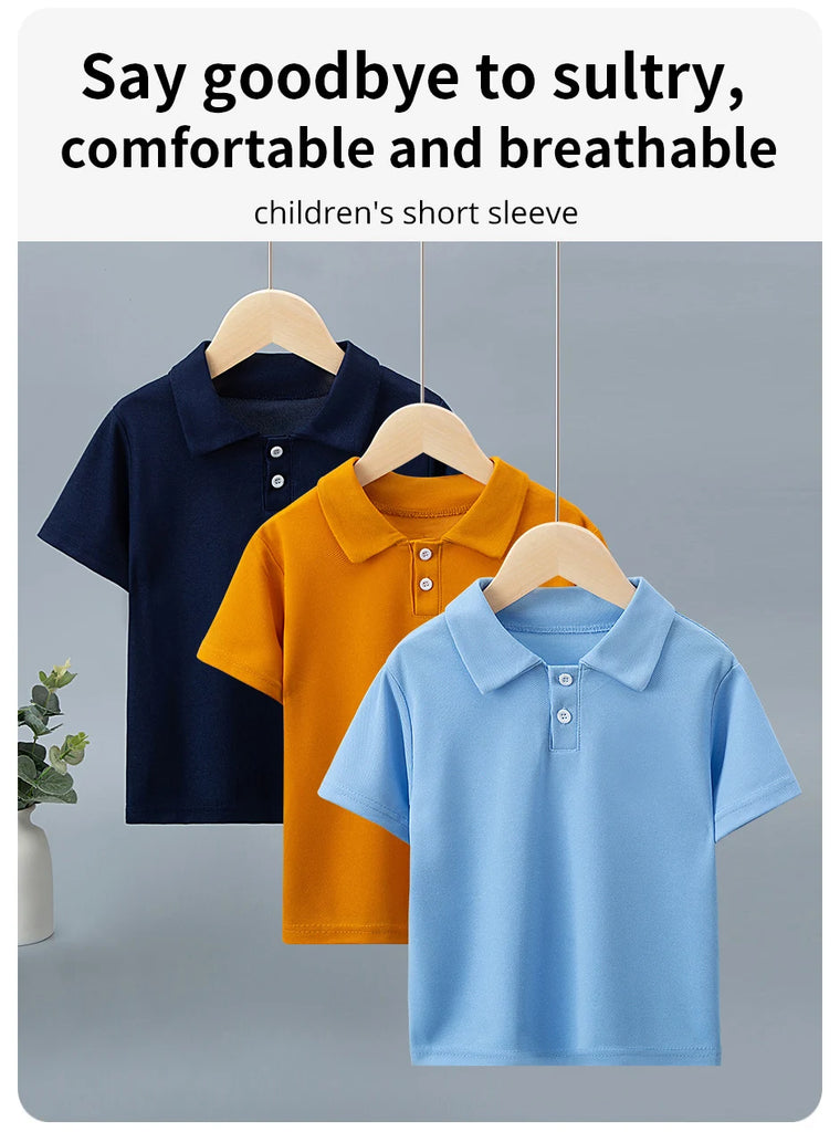 Children’s Short-Sleeved POLO Shirt – Boys & Girls Casual Solid Color T-Shirt, Comfortable Lapel Prince Style