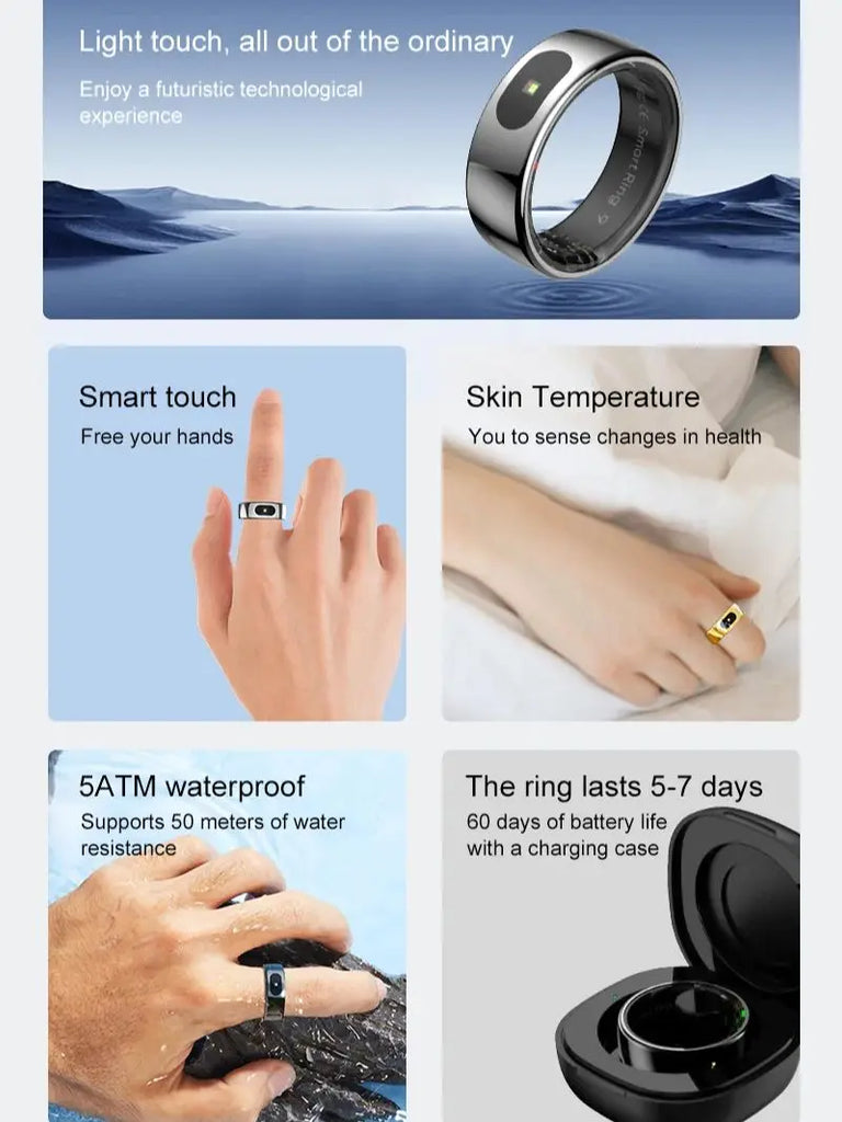 R08 Smart Ring – Touch Control | Health Monitoring | Waterproof Performance