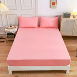 Kuup 3-Piece Solid Colour Queen Bedding Set – Polyester Fitted Sheet & Pillowcases with Elastic Band thumbnail 24