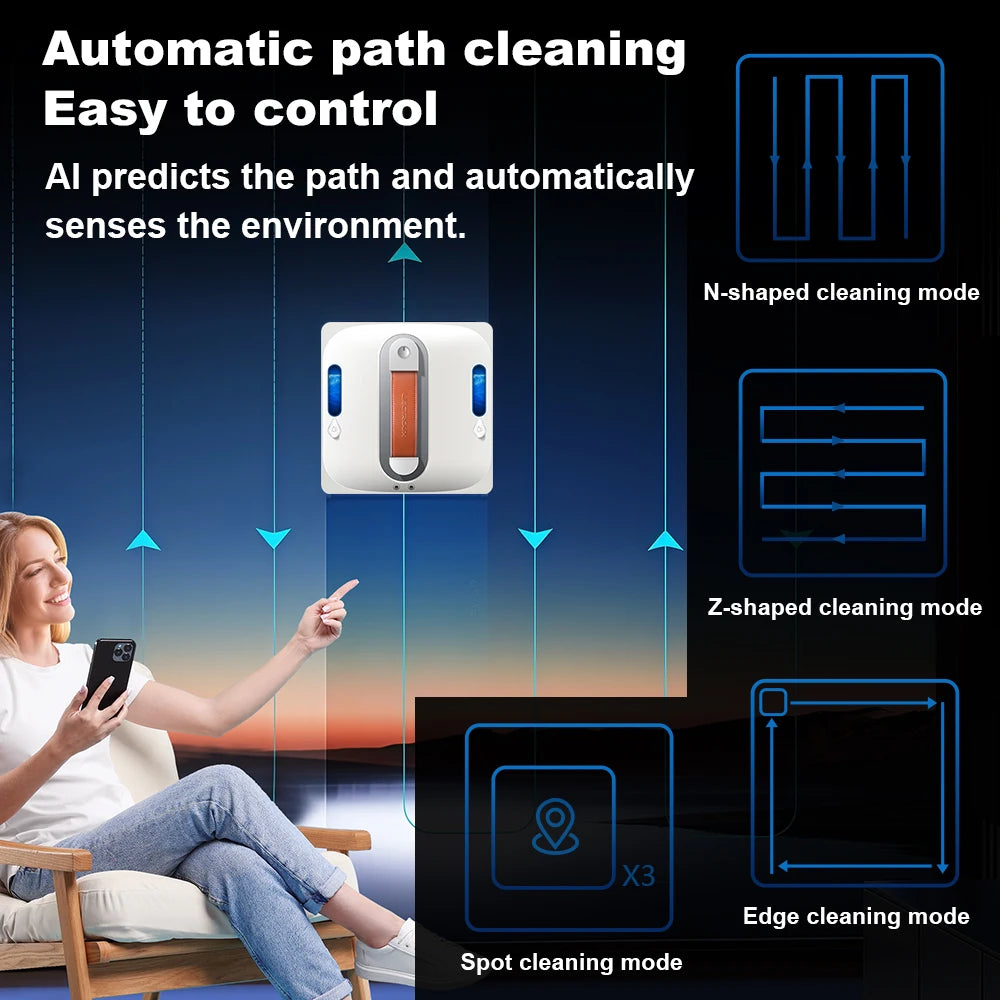 Liectroux S11 Window Vacuum Robot Cleaner – 8000Pa Smart Glass, Wall & Tile Cleaning Robot with 4-Way Water Spray