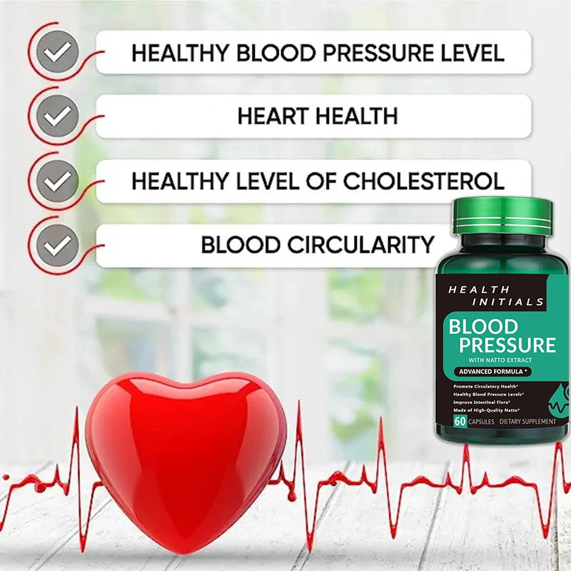 Nattokinase Capsules – Blood Vessel Cleanse, Dissolve Blood Clots, Lower Blood Pressure, Prevent Arteriosclerosis, Improve Vascular Health – 60 Capsules