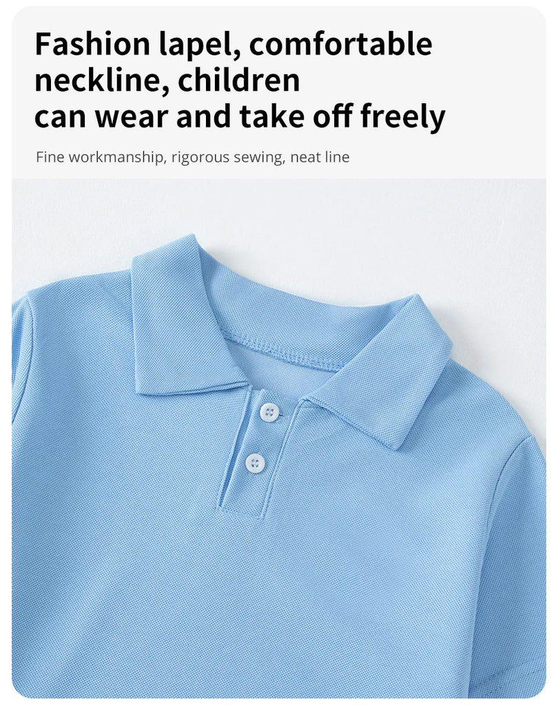 Children’s Short-Sleeved POLO Shirt – Boys & Girls Casual Solid Color T-Shirt, Comfortable Lapel Prince Style