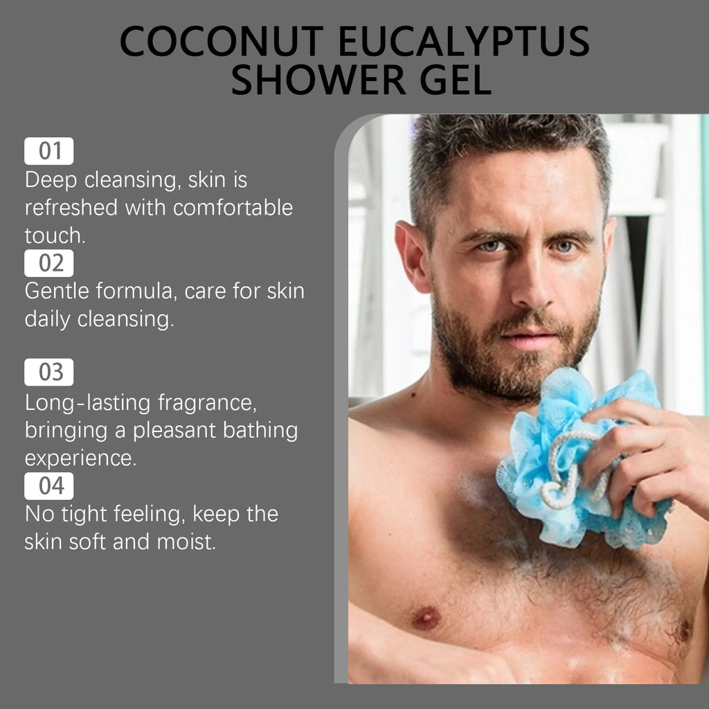 Men's Eucalyptus Coconut Body Wash 100ml – Deep Cleansing, Refreshing Scent, Long-Lasting Fragrance