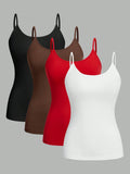 4-Pack Women’s Solid Color Camisole Tank Tops – Adjustable Strap Sleeveless Summer Vests thumbnail 17