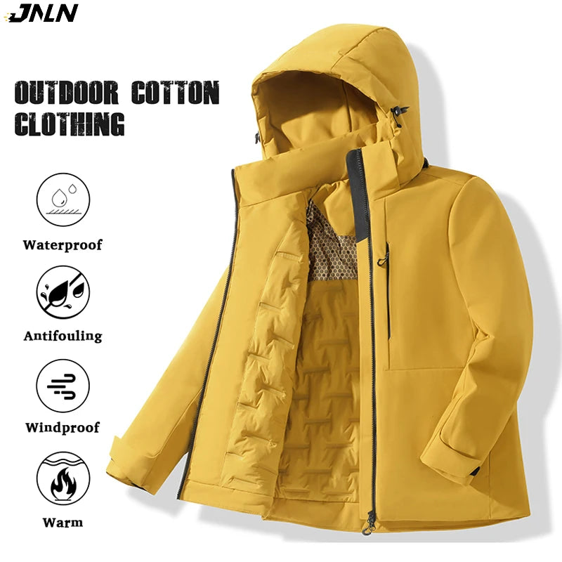 JNLN Unisex Waterproof Fleece Jacket – Winter Windproof Thermal Windbreaker for Men & Women