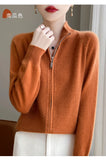 100% Wool Women’s Zipper Turtleneck Sweater – Casual Loose Knit Cardigan for Autumn/Winter thumbnail 19
