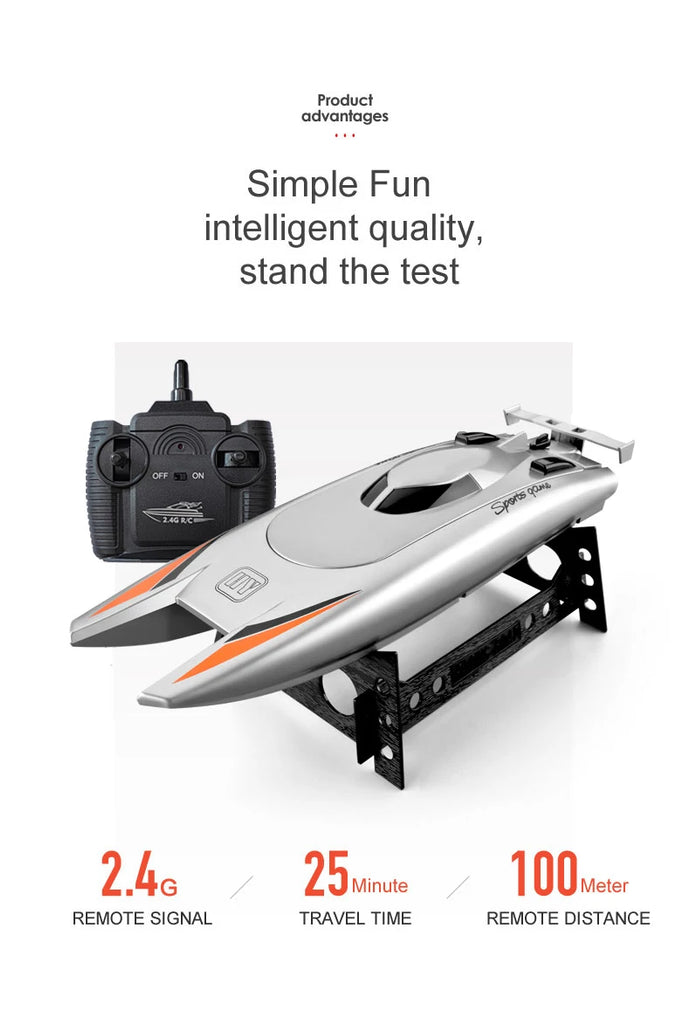2.4G RC High Speed Racing Boat – Waterproof Double Motor Speedboat Toy (Model 805)